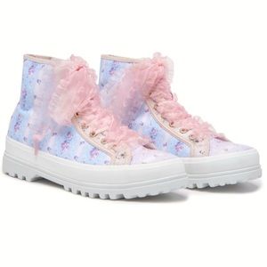 LoveShackFancy Pink and Blue Floral Sneakers